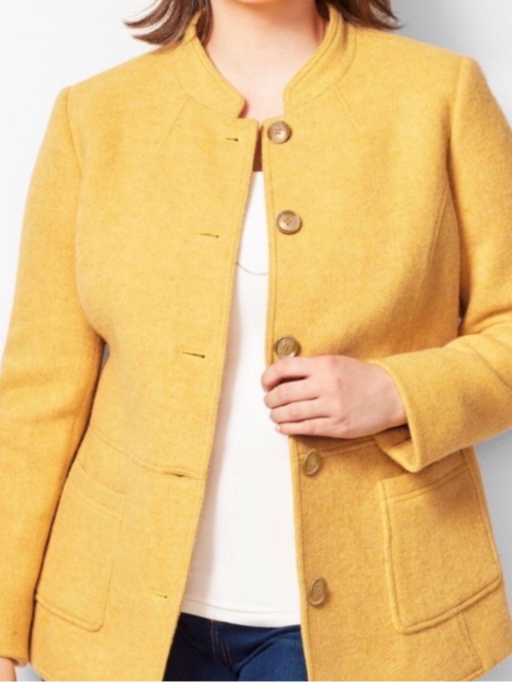 Talbots Mustard Yellow Mandarin Collar  Button Jacket